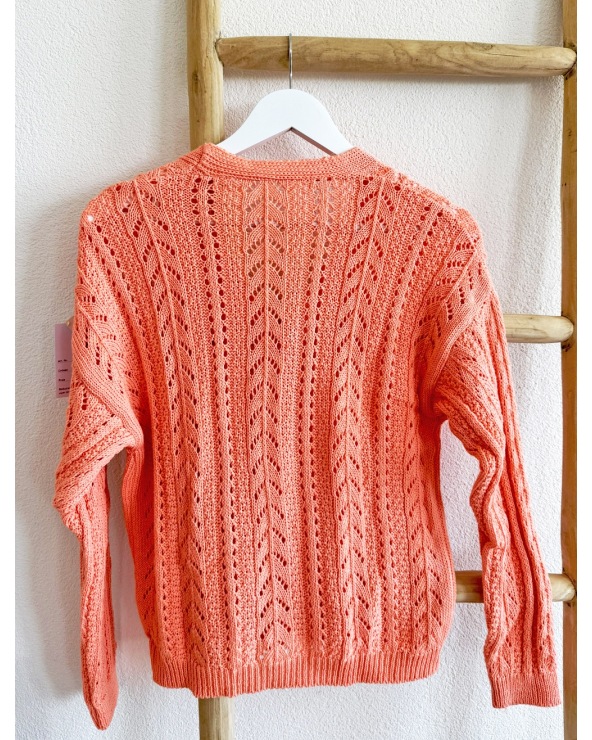 Strickjacke Italy Moda - Lochmuster - Lachs