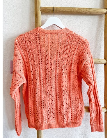 Strickjacke Italy Moda - Lochmuster - Lachs