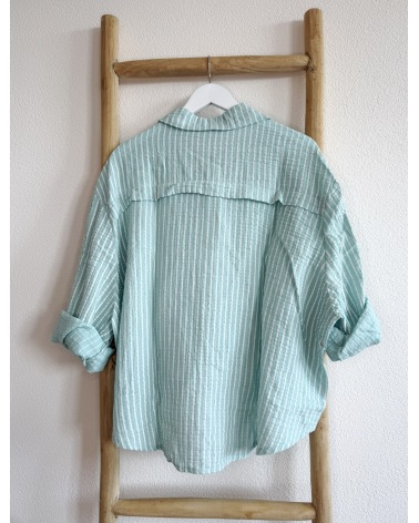 Bluse Schilo Jolie - Musselin/Streifen - Mint/Weiss