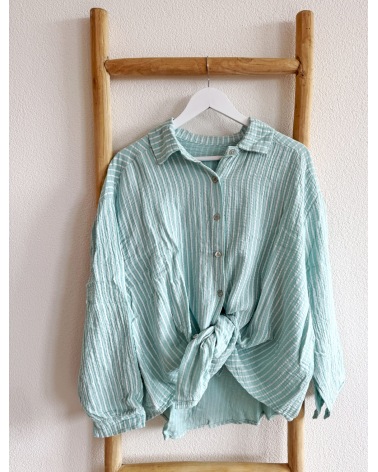 Bluse Schilo Jolie - Musselin/Streifen - Mint/Weiss