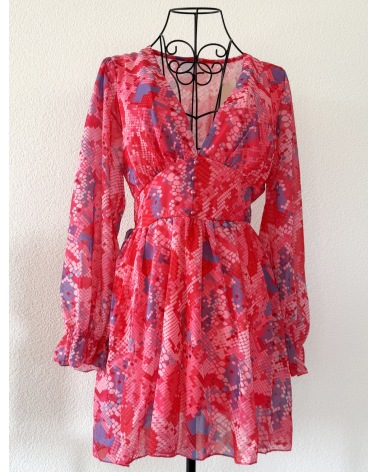 Sommer Kleid Schilo Jolie - Chiffon - Rosa/Bunt