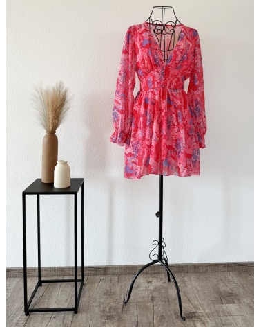 Sommer Kleid Schilo Jolie - Chiffon - Rosa/Bunt