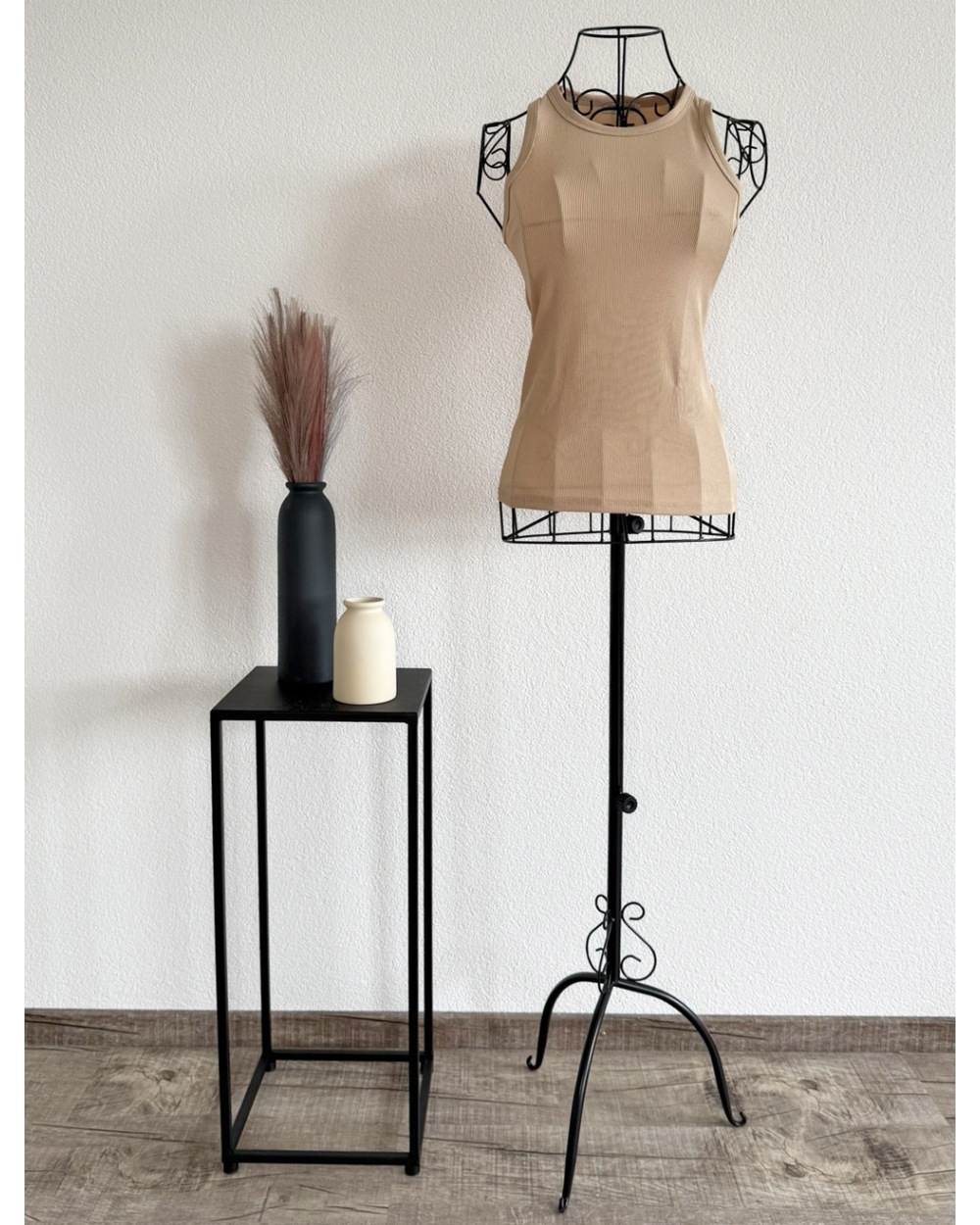 Tank Top Estee Brown - Basic Rippstrick - Beige
