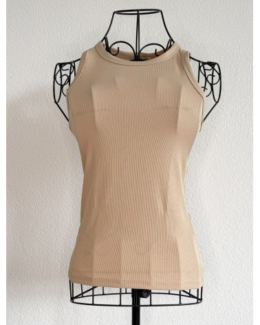 Tank Top Estee Brown - Basic Rippstrick - Beige