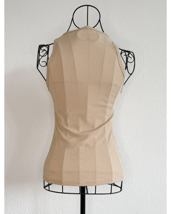 Tank Top Estee Brown - Basic Rippstrick - Beige