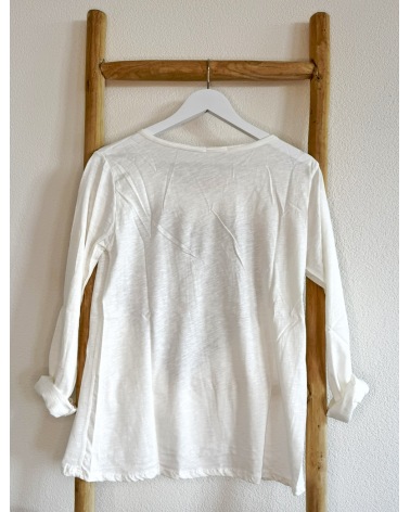 Langarmshirt D&F Fashion - Paillettenherz - Creme Sweatshirts