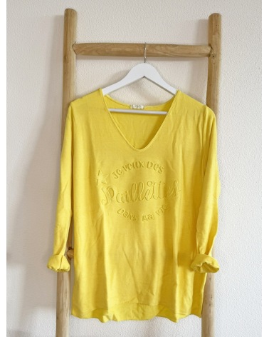Langarmshirt XoW Moda - Statement - Gelb Sweatshirts