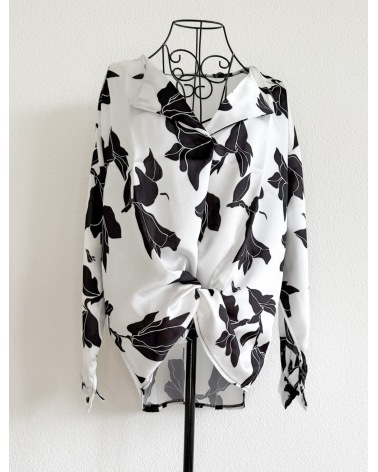 Bluse Schilo Jolie - Satin - Hellgrau/Schwarz