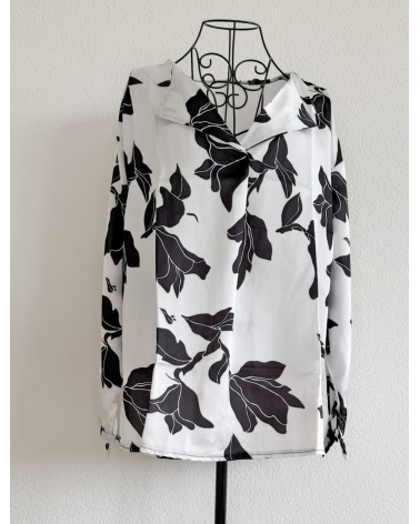 Bluse Schilo Jolie - Satin - Hellgrau/Schwarz