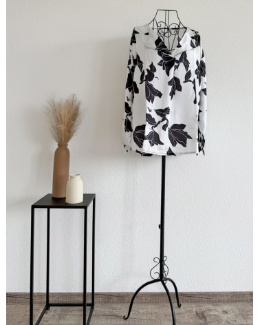 Bluse Schilo Jolie - Satin - Hellgrau/Schwarz