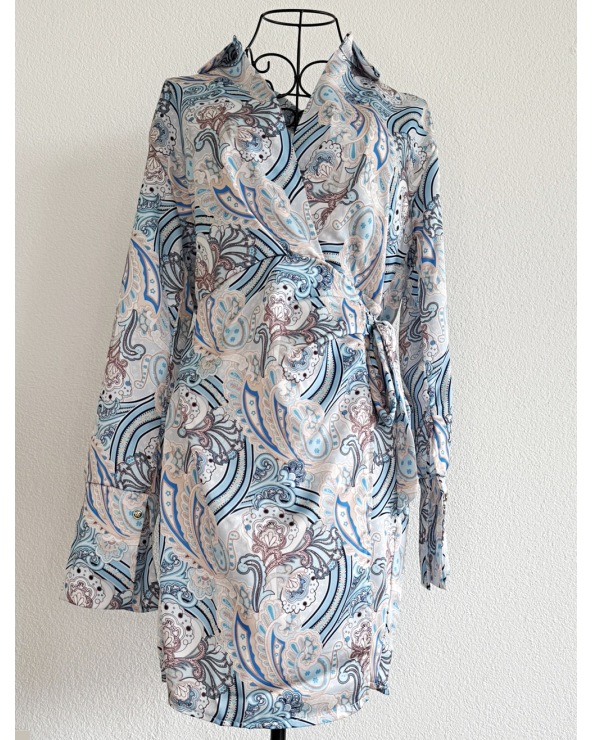Kleid Schilo Jolie - Satin - Blau/Bunt