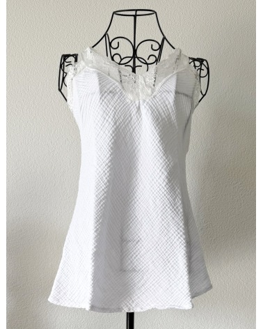 Top Schilo Jolie - Musselin/Spitze - Weiss