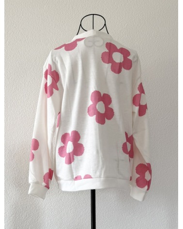 Strickjacke Schilo Jolie - Blumen - Creme/Pink