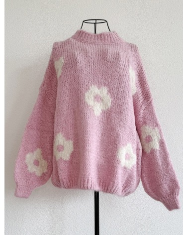 Pullover New Collection - Grobstrick - Rosa - Creme
