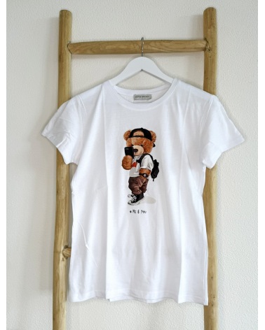 Kurzarmshirt Estee Brown - Bär - Weiss