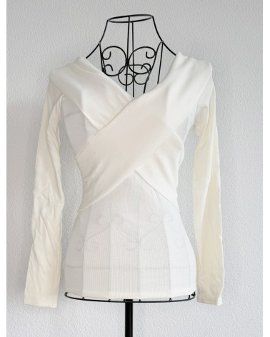 Langarmshirt Italy Moda - Carmen Ausschnitt - Creme