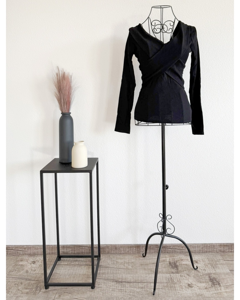 Langarmshirt Italy Moda - Carmen Ausschnitt - Schwarz