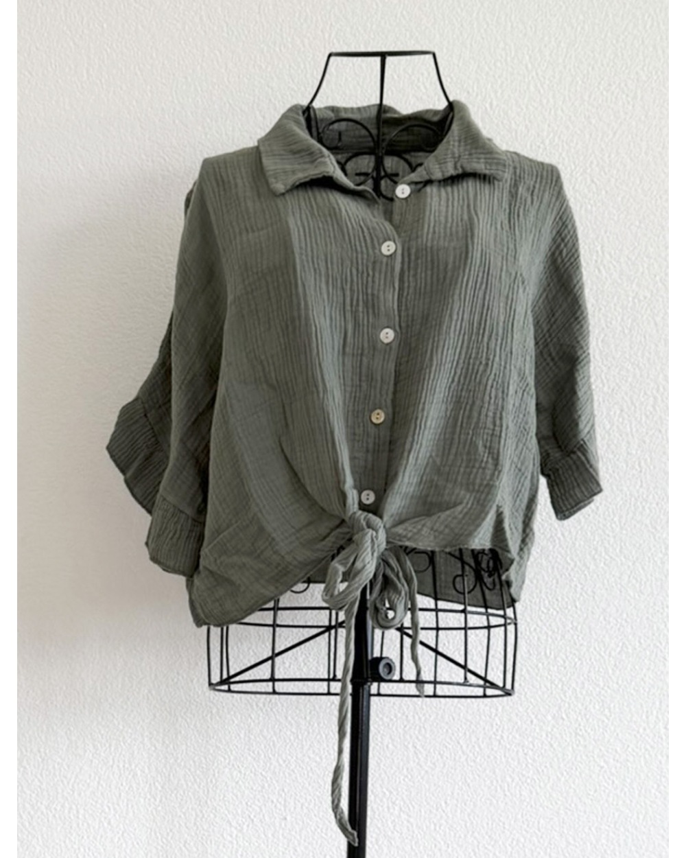 Crop Bluse Schilo Jolie - Musselin - Oliv