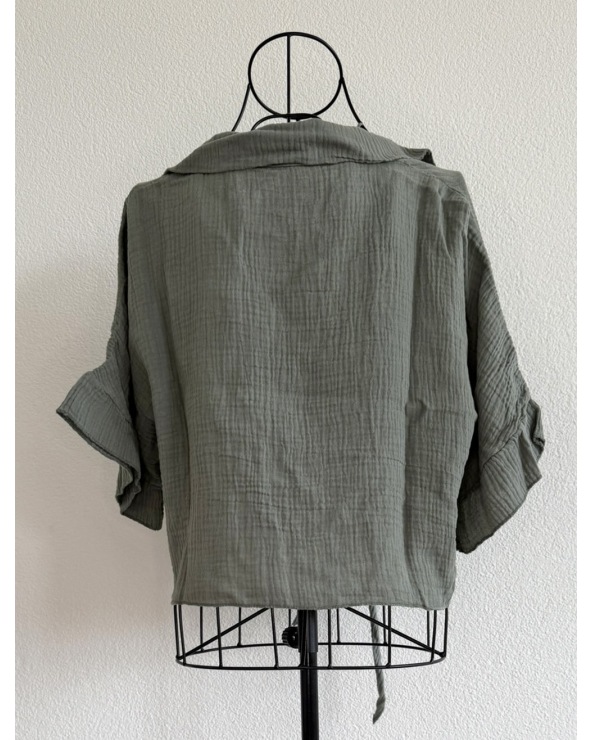 Crop Bluse Schilo Jolie - Musselin - Oliv