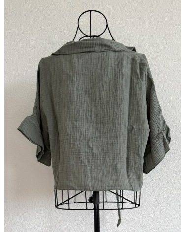 Crop Bluse Schilo Jolie - Musselin - Oliv