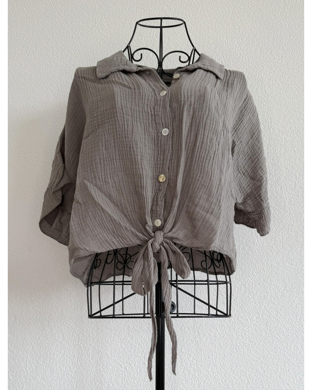Crop Bluse Schilo Jolie - Musselin - Taupe