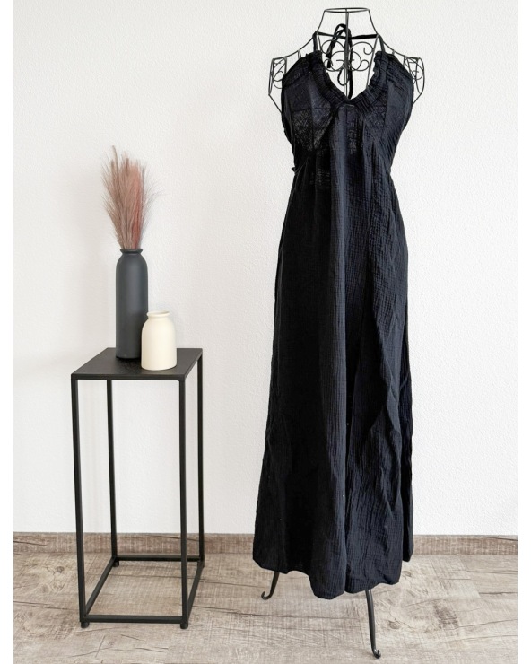 Maxi Kleid Sandy Paris - Musselin/Neckholder - Schwarz