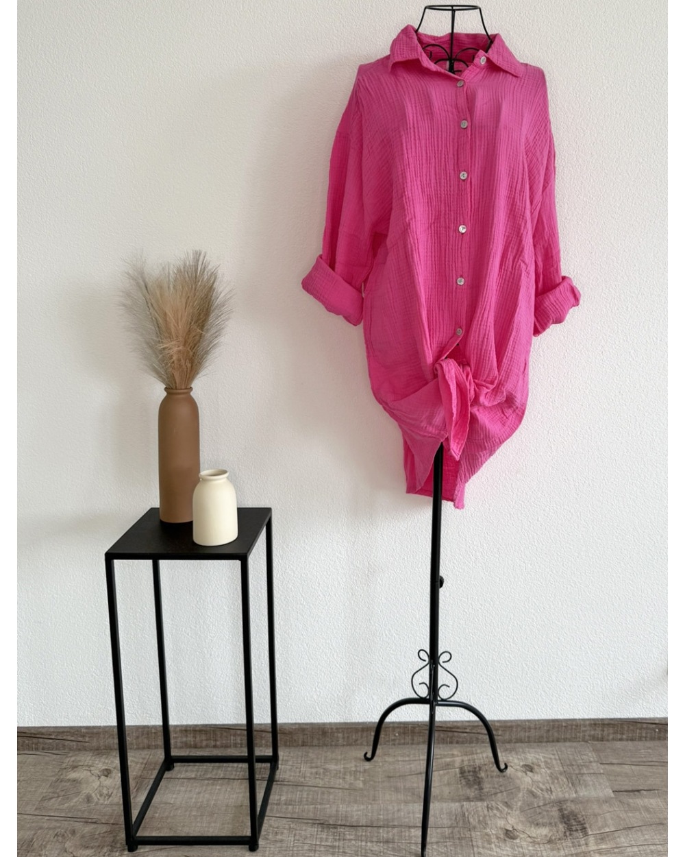 Longbluse Made in Italy - Musselin - Pink
