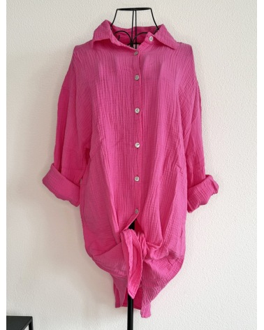 Longbluse Made in Italy - Musselin - Pink