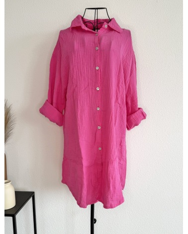 Longbluse Made in Italy - Musselin - Pink