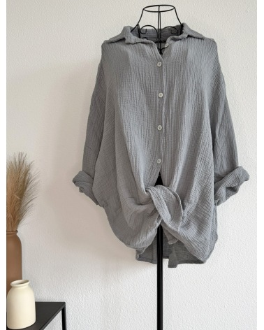 Longbluse Made in Italy - Musselin - Grau
