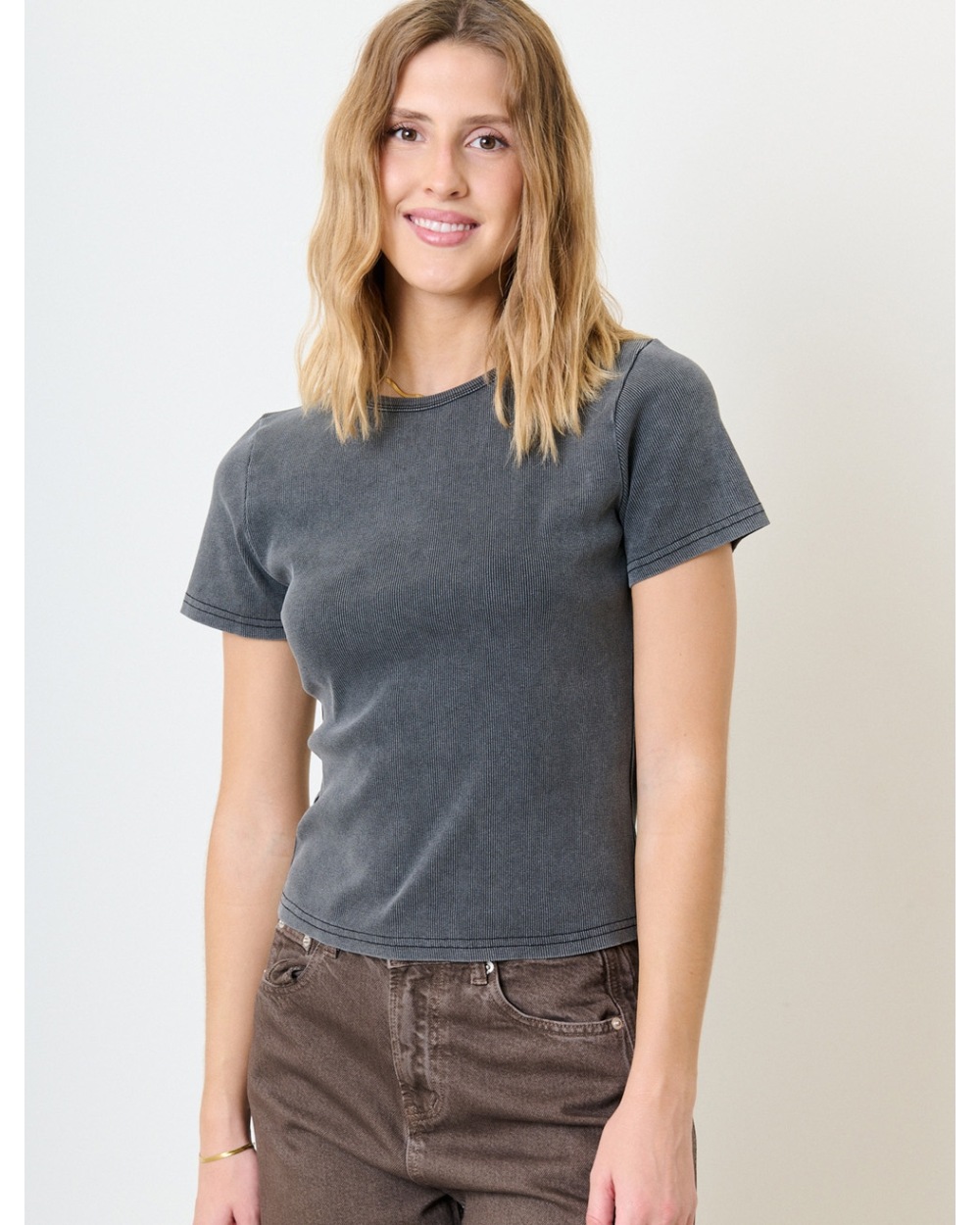 Kurzarmshirt Feelkoo - Basic/Ripp - Anthrazit
