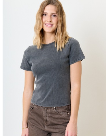 Kurzarmshirt Feelkoo - Basic/Ripp - Anthrazit