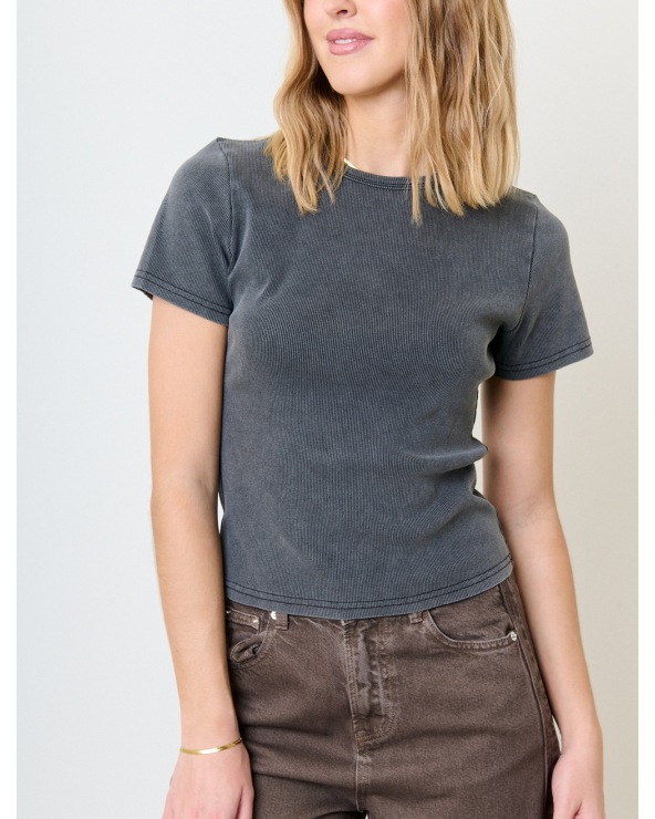 Kurzarmshirt Feelkoo - Basic/Ripp - Anthrazit
