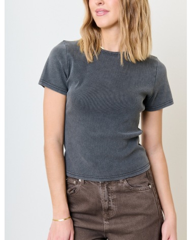 Kurzarmshirt Feelkoo - Basic/Ripp - Anthrazit