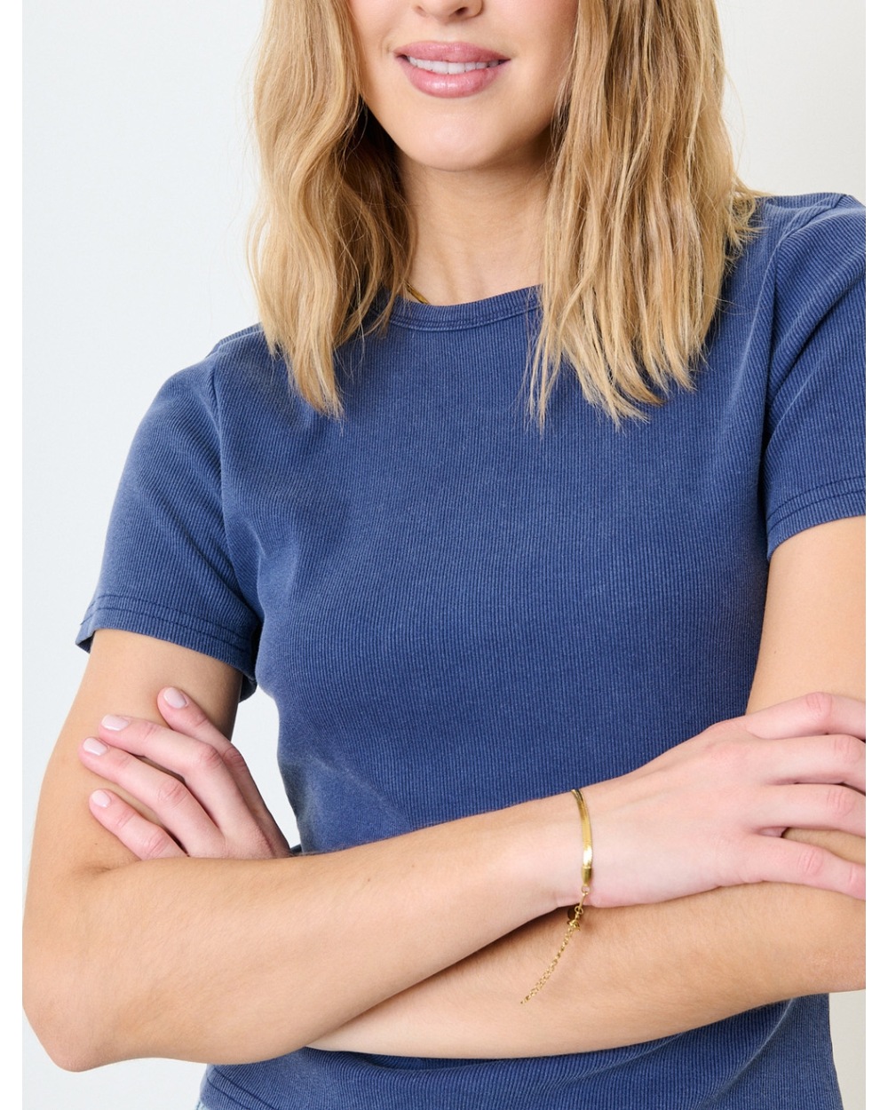 Kurzarmshirt Feelkoo - Basic/Ripp - Jeansblau