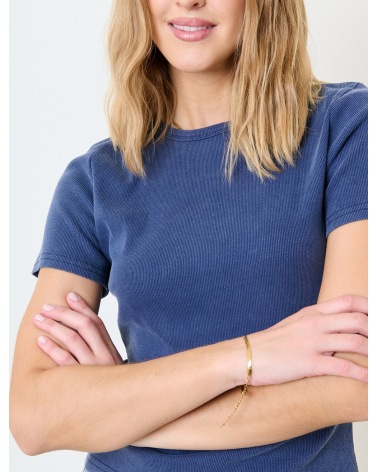 Kurzarmshirt Feelkoo - Basic/Ripp - Jeansblau