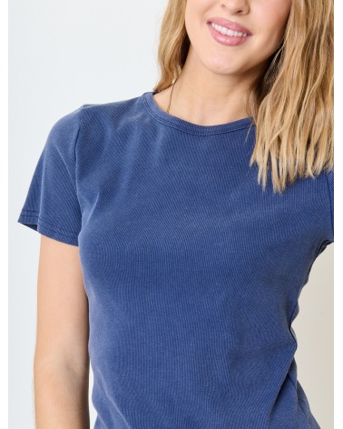 Kurzarmshirt Feelkoo - Basic/Ripp - Jeansblau