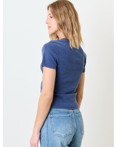 Kurzarmshirt Feelkoo - Basic/Ripp - Jeansblau
