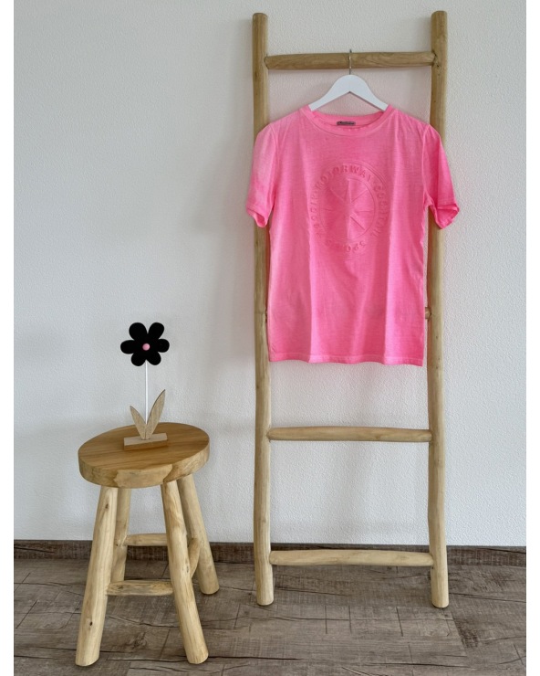 Kurzarmshirt Sweetissima - 3D Stern - Neonpink Maglietta
