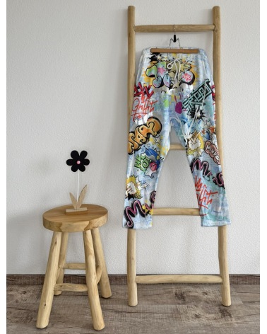 Harem Hose Wunder & Schön - Graffiti - Blau/BuntPantalons