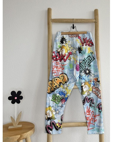Harem Hose Wunder & Schön - Graffiti - Blau/BuntPantalons