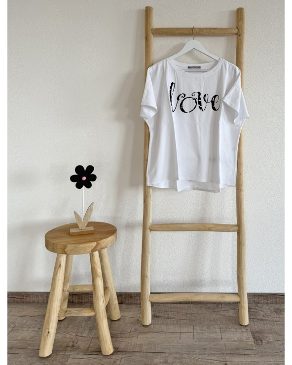 Kurzarmshirt Cascara - Oversized Love - Weiss/Neongelb Short Sleeve...
