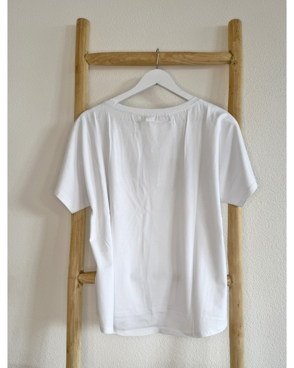 Kurzarmshirt Cascara - Oversized Love - Weiss/Neongelb Short Sleeve...