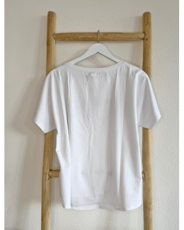 Kurzarmshirt Cascara - Oversized Love - Weiss/Neongelb Short Sleeve...