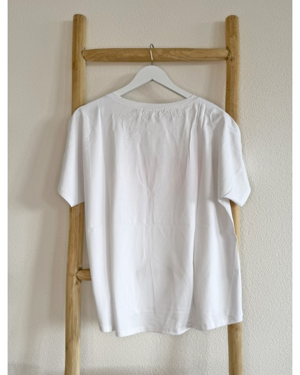 Kurzarmshirt Cascara - Oversized Love - Weiss/Neonpink Kurzarmshirts