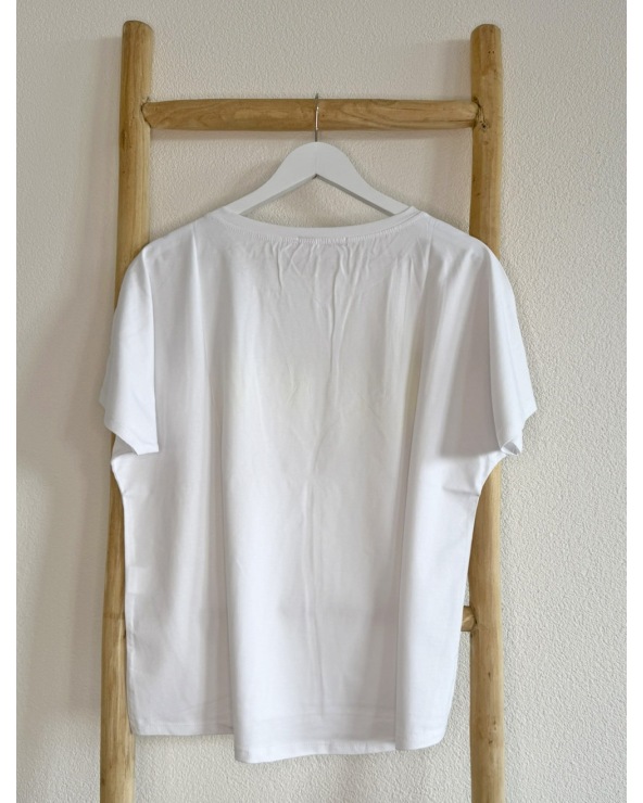 Kurzarmshirt Cascara - Oversized Love - Weiss/Neongelb Kurzarmshirts