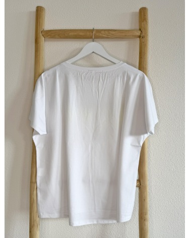 Kurzarmshirt Cascara - Oversized Love - Weiss/Neongelb Kurzarmshirts