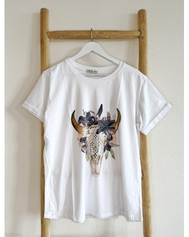 Kurzarmshirt Cascara - Longhorn - Weiss Kurzarmshirts