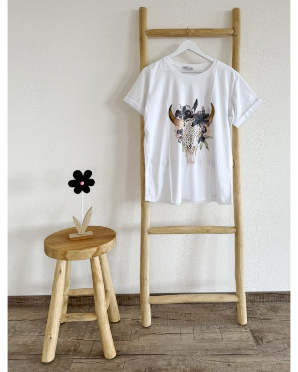 Kurzarmshirt Cascara - Longhorn - Weiss Kurzarmshirts