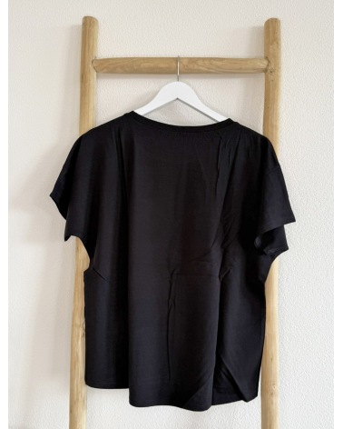Kurzarmshirt Cascara - Lippen Gold - Schwarz Maglietta